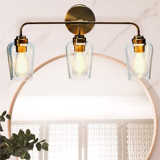 Hello Honey® Robert Stevenson Lighting Holden Metal & Glass 3-Light Vanity